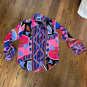 Zara Printed Silk Top SZ XS